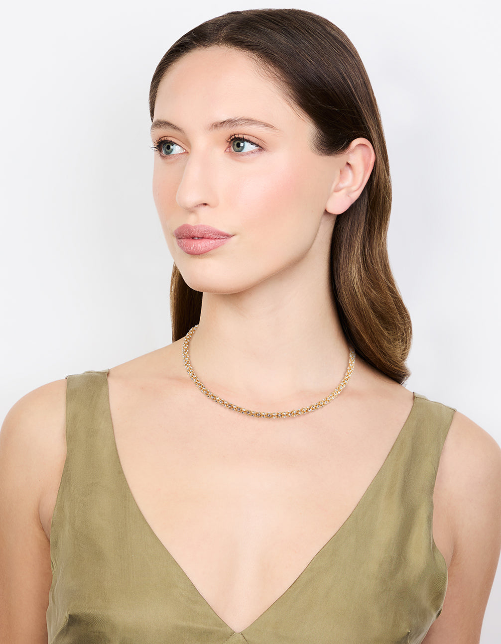 Gold Plated Diamante Fireball Chain Necklace