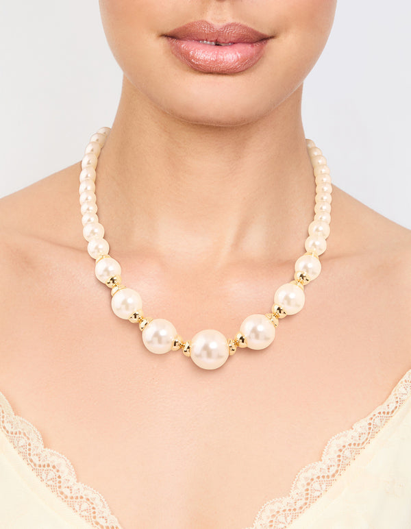 Gold Plated Pearl Graduating Necklace