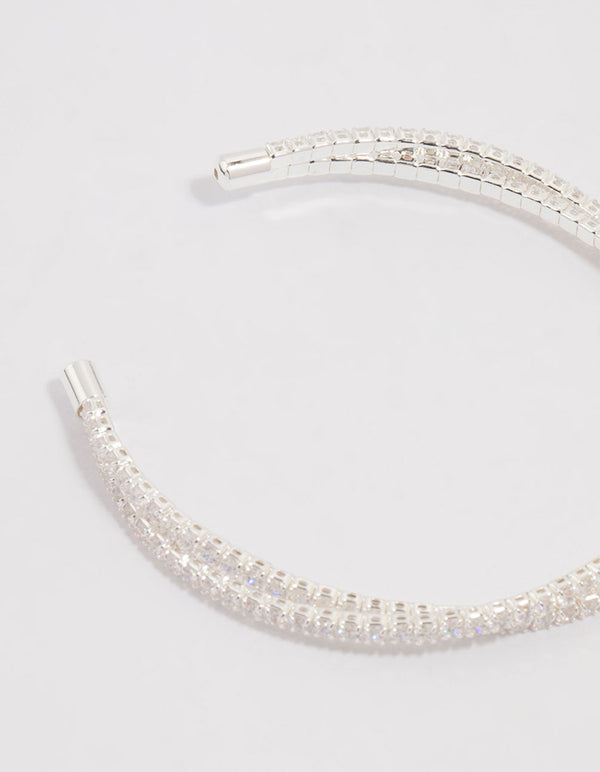 Silver Plated Cubic Zirconia Cup Chain Wrist Cuff