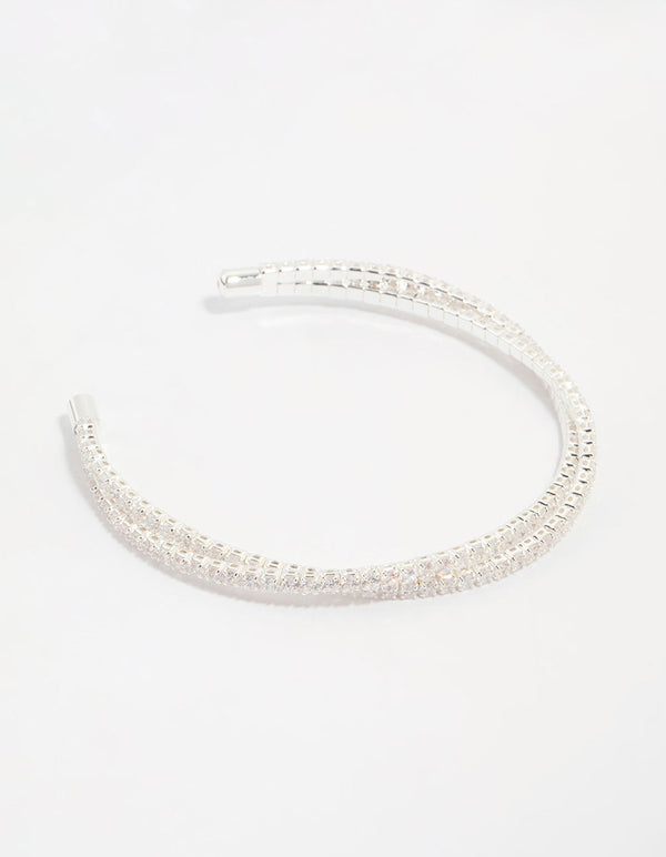 Silver Plated Cubic Zirconia Cup Chain Wrist Cuff