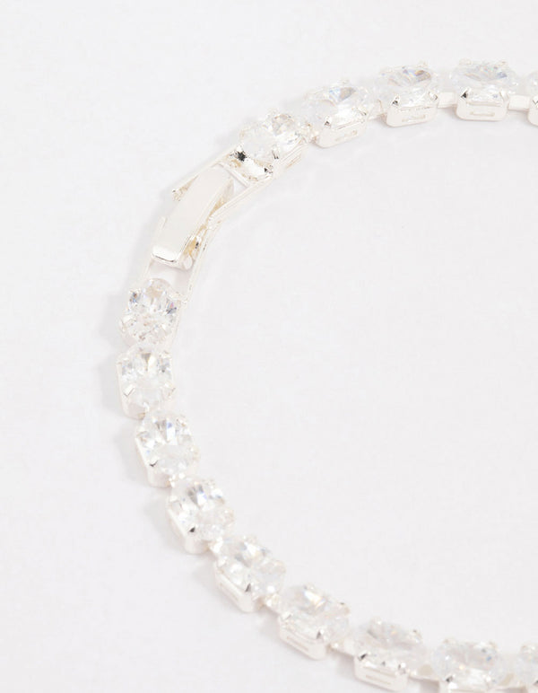 Silver Plated Cubic Zirconia Tennis Bracelet
