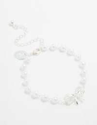 Silver Plated Pearl Double Bow Bracelet - link has visual effect only