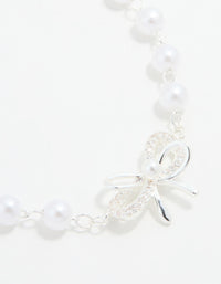 Silver Plated Pearl Double Bow Bracelet - link has visual effect only