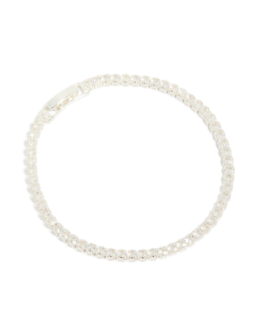 Silver Plated Cubic Zirconia Baguette Tennis Bracelet