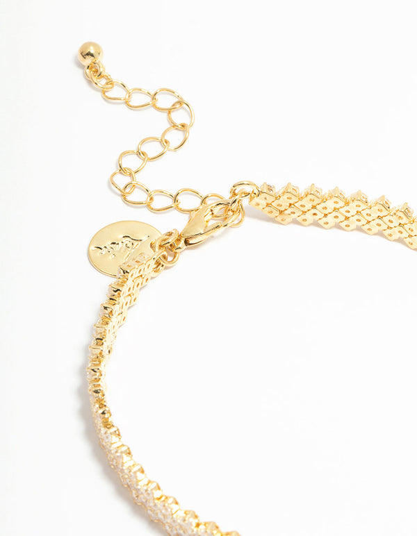 Gold Plated Cubic Zirconia Tennis Bracelet