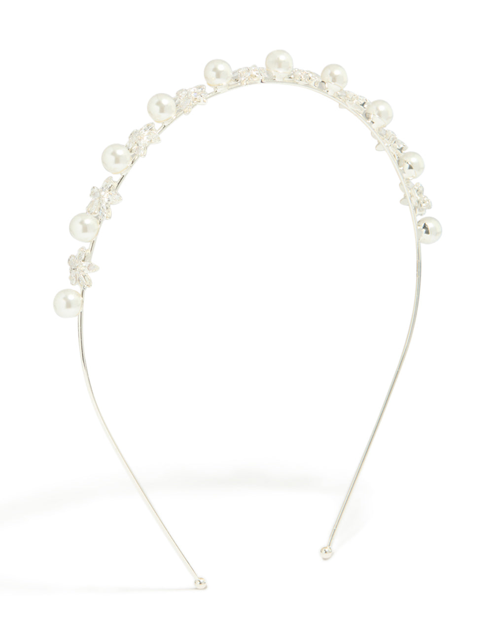 Silver Pearl Flower Headband