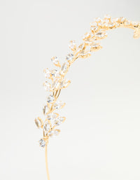 Gold Cubic Zirconia Marquise & Round Leaf Headband - link has visual effect only