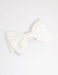 White Fabric & Pearl Bow Clip - link has visual effect only