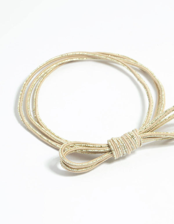 Fabric Lurex Bow Hair Ties 3-Pack