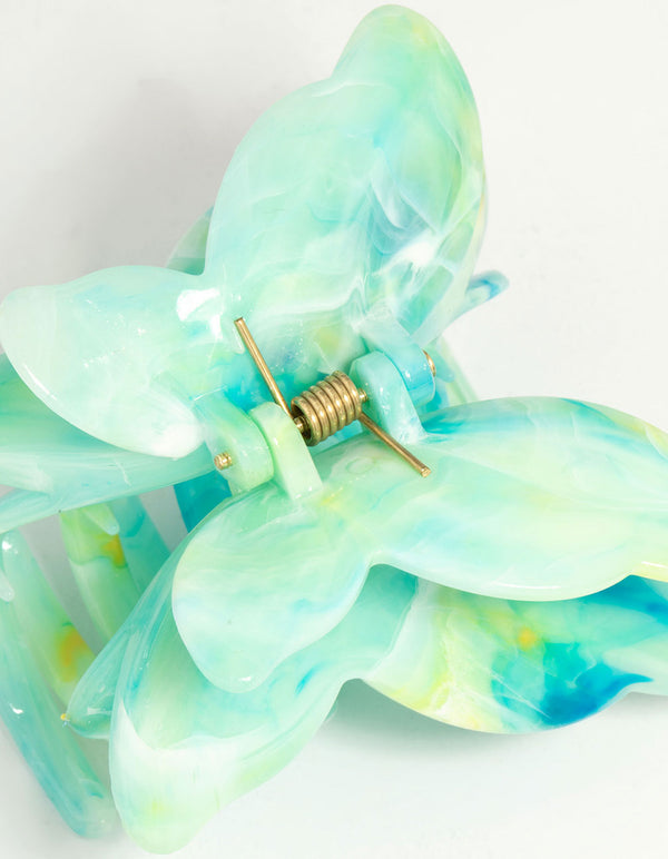 Green Marble Acrylic Butterfly Claw Clip
