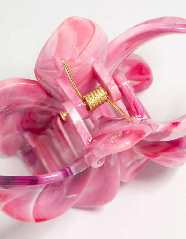 Pink Marble Frangipani Claw Clip