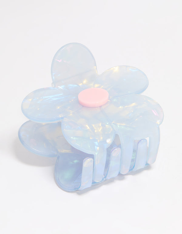 Blue & Pink Acrylic Daisy Small Claw Clip