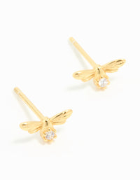 Gold Plated Sterling Silver Cubic Zirconia Bee Stud Earrings - link has visual effect only