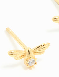 Gold Plated Sterling Silver Cubic Zirconia Bee Stud Earrings - link has visual effect only