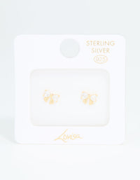 Gold Plated Sterling Silver Cubic Zirconia Bow Stud Earrings - link has visual effect only