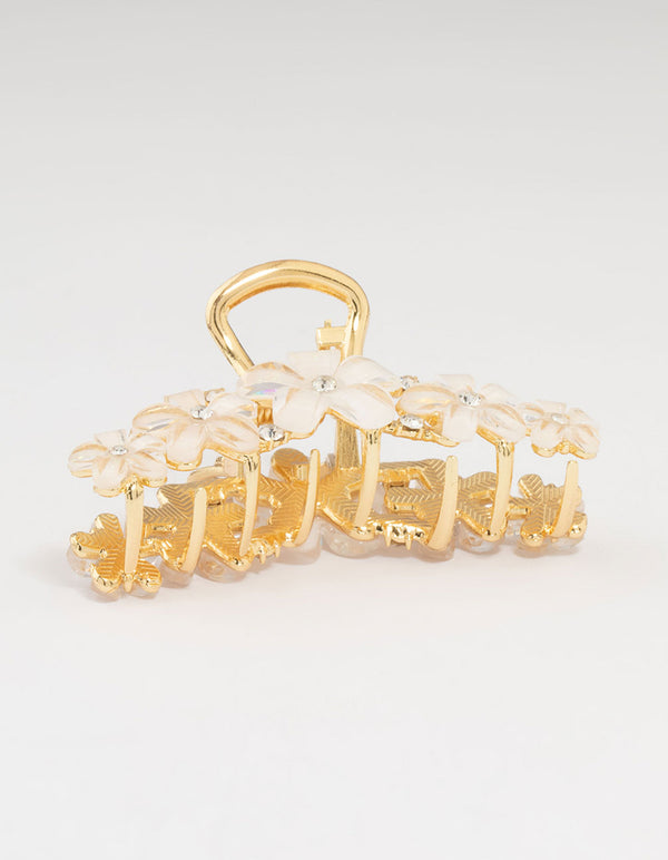 Gold Diamante Centre Graduating Flowers Mini Claw Clip