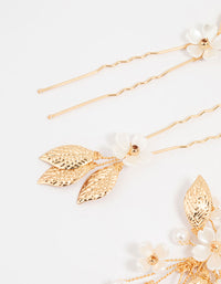 Gold Acrylic Flower Hair Combs & Hair Pins 5- Pack - link has visual effect only