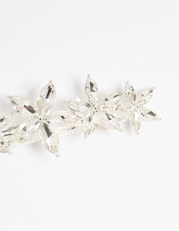 Silver Diamante Graduating Flower Hair Clip