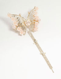 Gold Diamante Floral Butterfly Hair Clip - link has visual effect only