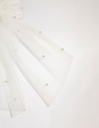 White Fabric Pearl Scatter Bow Clip - link has visual effect only