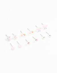 Kids Silver Unicorn & Butterfly Stud Earrings 6-Pack - link has visual effect only