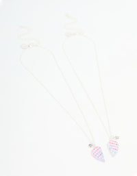 Kids Silver Ombre Diamante Heart BFF Pendant Necklace Set - link has visual effect only
