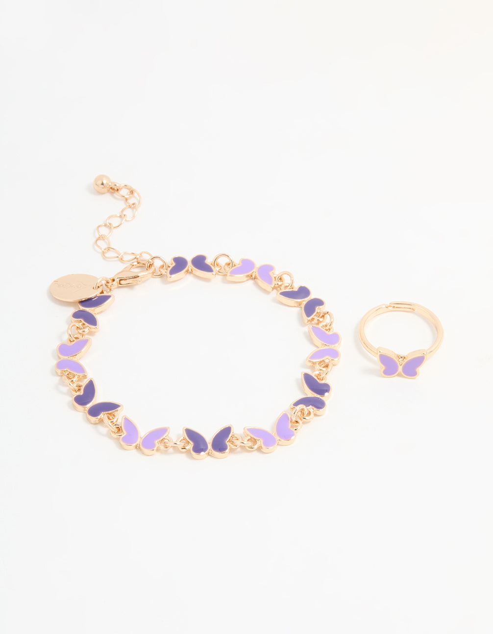 Kids Gold Mini Butterfly Bracelet & Ring Set