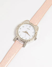 Kids PU Leather Diamante Cat Bezel Watch - link has visual effect only