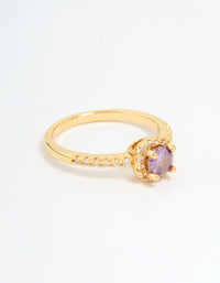 Gold Plated Purple Cubic Zirconia Mini Cushion Ring - link has visual effect only