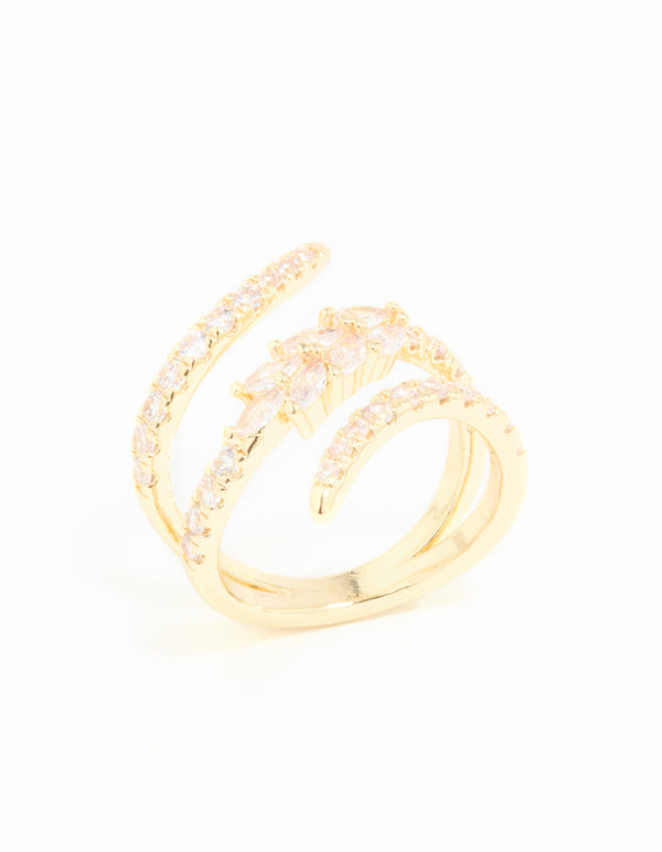 Gold Plated Cubic Zirconia Open Wrap Ring