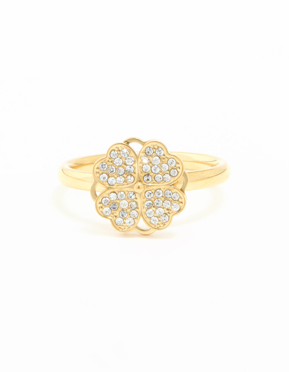 Waterproof Gold Plated Stainless Steel Lucky Clover Ring