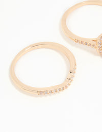 Gold Cubic Zirconia Round & Pointed Rings 3-Pack - link has visual effect only