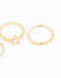 Gold Plated Elegant Pear Stacking Rings 3-Pack - link has visual effect only