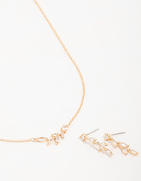 Gold Olive Branch Necklace & Earrings Set - link has visual effect only