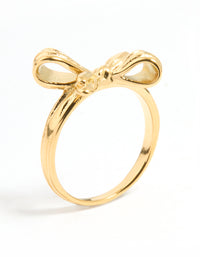 Waterproof Gold Plated Stainless Steel Dainty Bow Ring - link has visual effect only