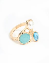 Gold Statement Triple Gem Ring - link has visual effect only