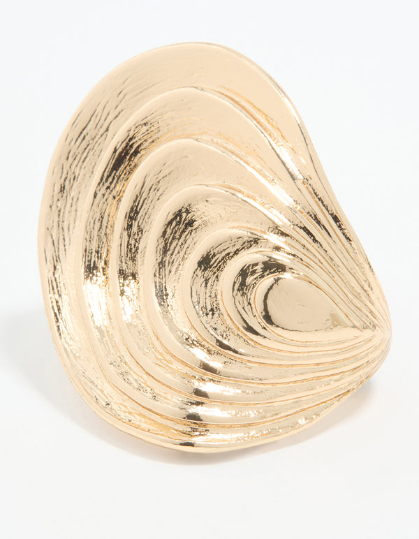 Gold Statement Oval Wave Ring