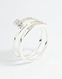 Silver Plated Cubic Zirconia Nail Wrap Ring - link has visual effect only