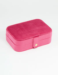 Pink Velvet Fabric Rectangle Jewellery Box - link has visual effect only