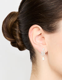 Rose Gold Plated Cubic Zirconia Freshwater Pearl Drop Earrings - link has visual effect only