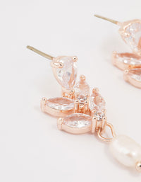 Rose Gold Plated Cubic Zirconia Freshwater Pearl Drop Earrings - link has visual effect only