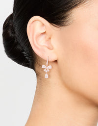 Rose Gold Plated Cubic Zirconia Bow Drop Earrings - link has visual effect only