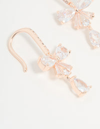 Rose Gold Plated Cubic Zirconia Bow Drop Earrings - link has visual effect only