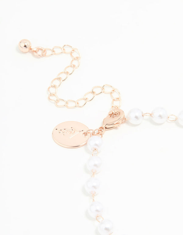 Rose Gold Plated Pearl Double Bow Bracelet