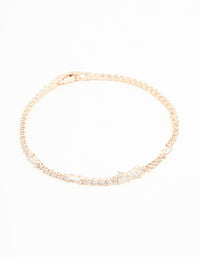 Rose Gold Plated Cubic Zirconia Mini Bow Tennis Bracelet - link has visual effect only