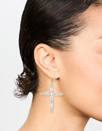 Gold Cubic Zirconia Cross Drop Earrings - link has visual effect only