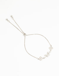 Silver Cubic Zirconia Butterfly & Flower Bracelet - link has visual effect only