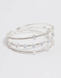Silver Cubic Zirconia Layered Wrist Cuff - link has visual effect only