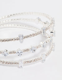 Silver Cubic Zirconia Layered Wrist Cuff - link has visual effect only