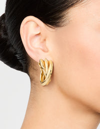 Gold Plated Thick Twisted Hoop Earrings - link has visual effect only
